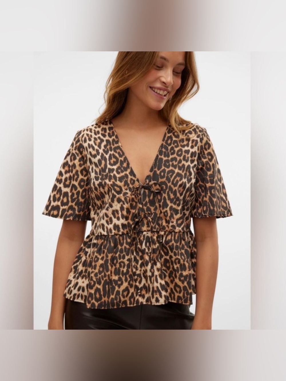 Vero Moda Leopard Print Peplum Top
